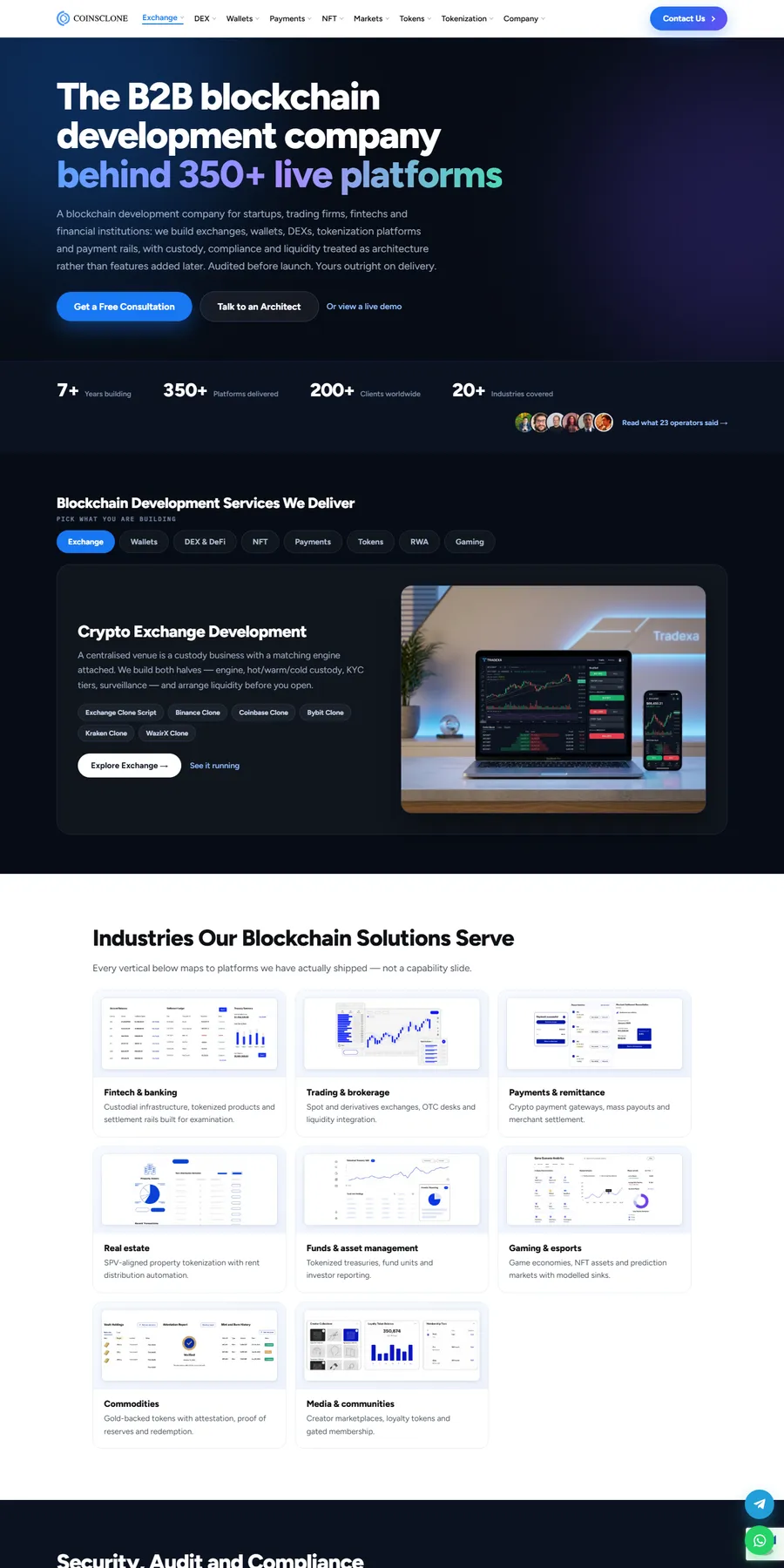 Homepage of Coinsclone