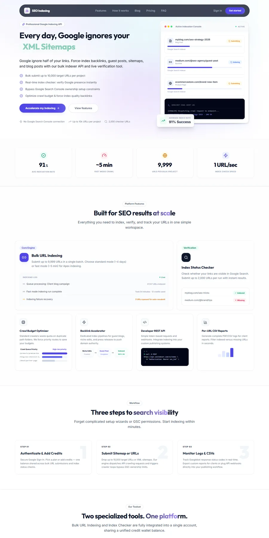 Homepage of SEO Indexing