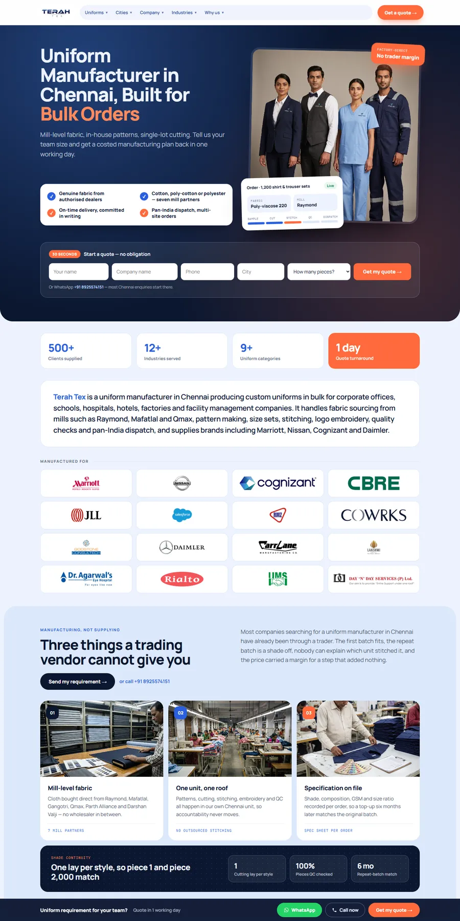 Terah Tex website homepage